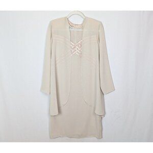 Vintage 90s PATRA sz. 12 Crepe Chiffon Dress Jacket Jeweled Embellished Wedding